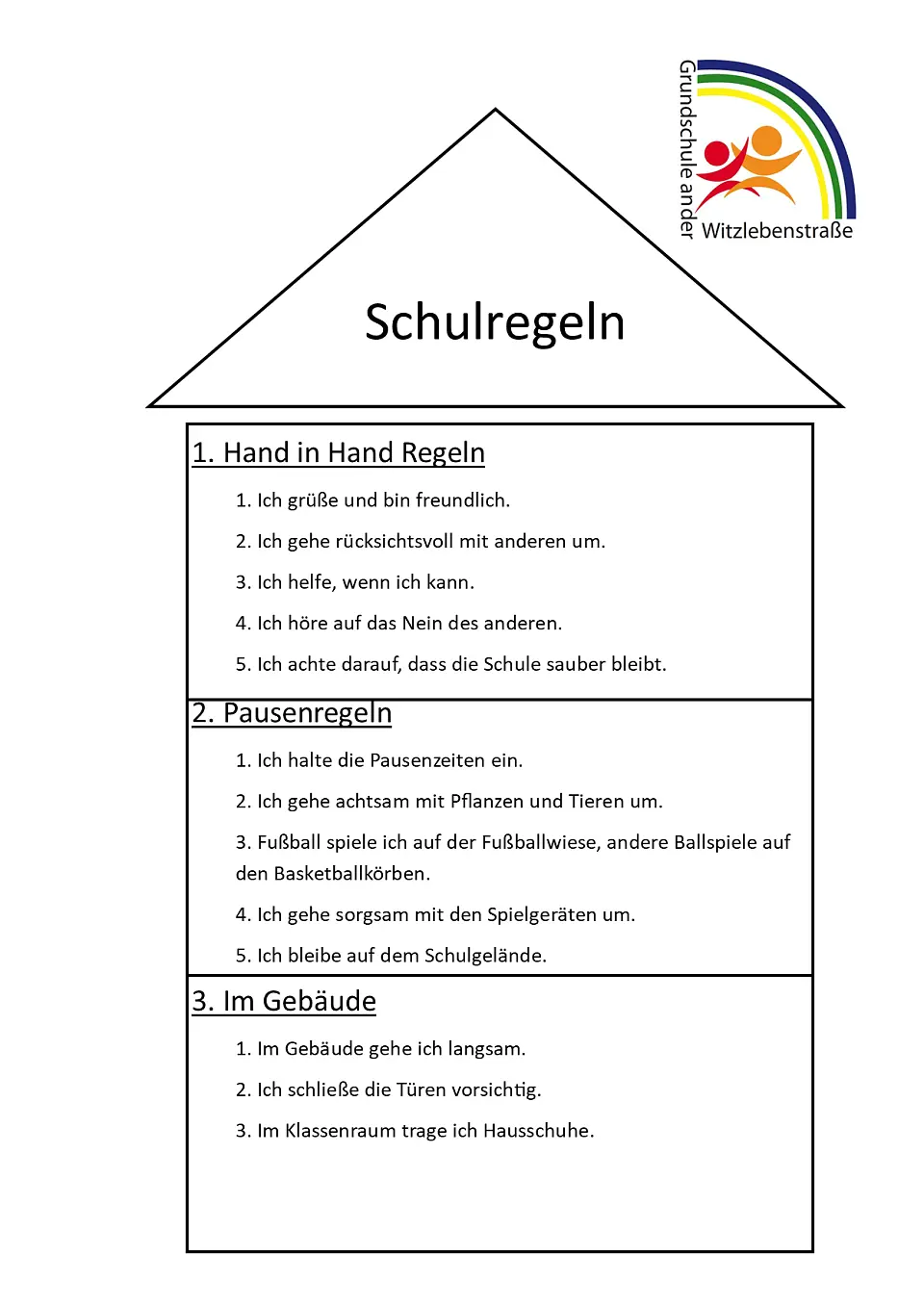 Schulregeln der Grundschule an der Witzlebenstra&szlig;e